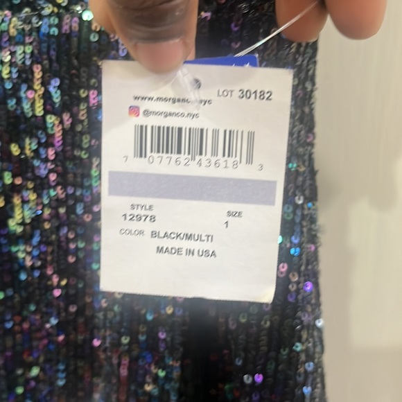 MORGAN & CO Juniors Black Sequined Elbow Sleeve Surplice Neckline Mini Dress - Picture 7 of 15